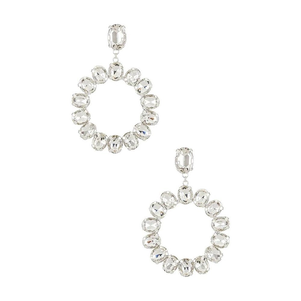 SHASHI Statement Drop Hoop Earrings Silver Womens Size OS